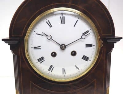 Wow! Antique French Flame Mahogany Bracket Clock – 8-Day Striking Mantle Clock Antique Clocks 5