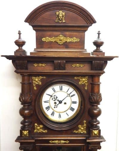 Superb Antique Gustav Becker Walnut 8-Day Twin Weight Striking Vienna Regulator Wall Clock - Image 9