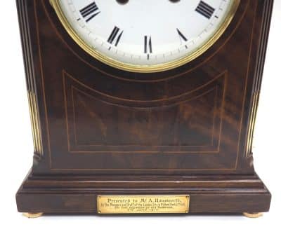 Antique French Flame Mahogany Bracket Clock – 8-Day Striking Mantle Clock bracket clock Antique Clocks 7