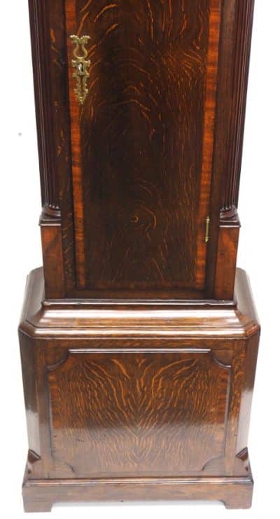 Antique Longcase Clock Fine English Oak Grandfather Clock with Painted Dial - Image 2