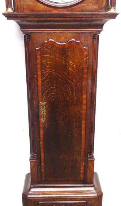 Antique Longcase Clock Fine English Oak Grandfather Clock with Painted Dial Grandfather Clock Antique Clocks 12