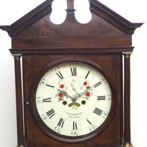 Antique Longcase Clock Fine English Oak Grandfather Clock with Painted Dial Grandfather Clock Antique Clocks