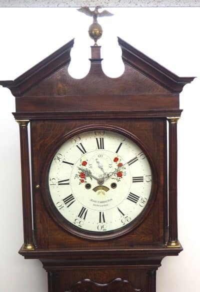 Antique Longcase Clock Fine English Oak Grandfather Clock with Painted Dial Grandfather Clock Antique Clocks 3