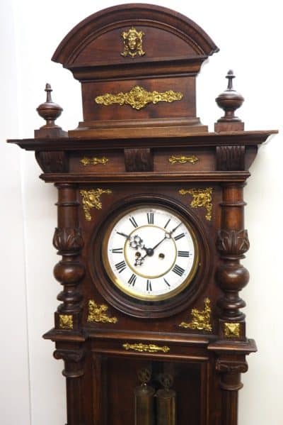 Superb Antique Gustav Becker Walnut 8-Day Twin Weight Striking Vienna Regulator Wall Clock gustav becker Antique Clocks 5