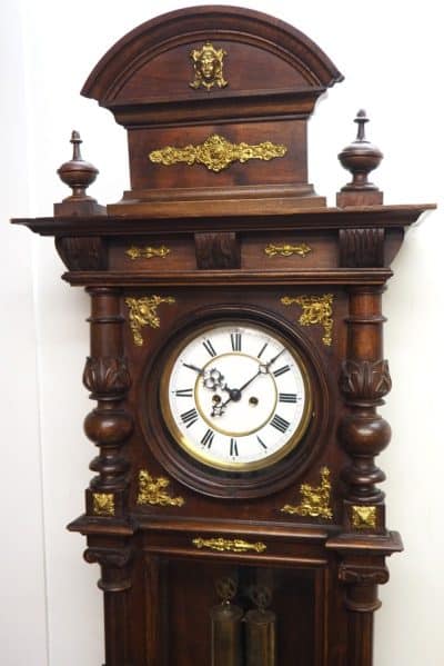 Superb Antique Gustav Becker Walnut 8-Day Twin Weight Striking Vienna Regulator Wall Clock - Image 3