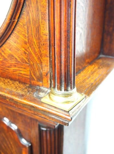 Antique Longcase Clock Fine English Oak Grandfather Clock with Painted Dial - Image 8
