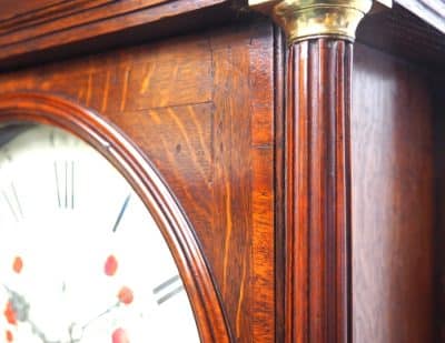 Antique Longcase Clock Fine English Oak Grandfather Clock with Painted Dial - Image 7