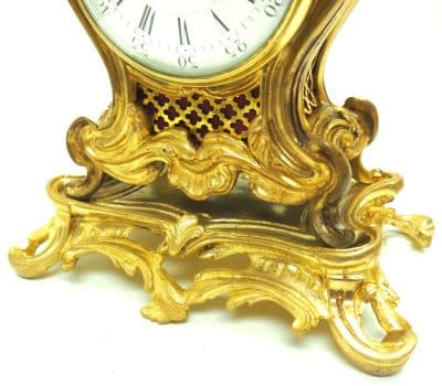 Superb Antique French Ormolu Mantel Candelabra Clock Set Scrolling Decoration French clock Antique Clocks 13