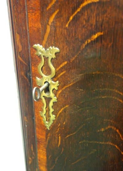Antique Longcase Clock Fine English Oak Grandfather Clock with Painted Dial - Image 6