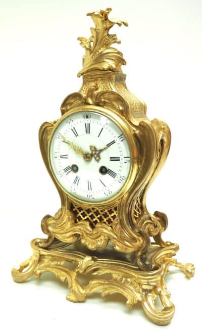 Superb Antique French Ormolu Mantel Candelabra Clock Set Scrolling Decoration French clock Antique Clocks 12
