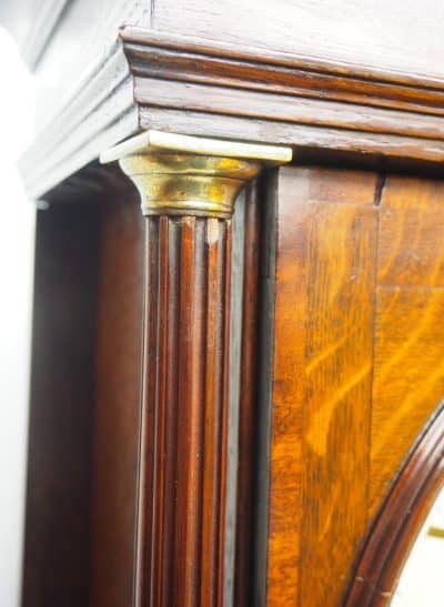 Antique Longcase Clock Fine English Oak Grandfather Clock with Painted Dial - Image 4