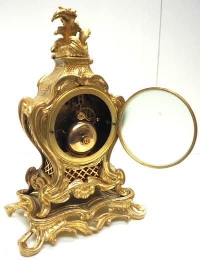 Superb Antique French Ormolu Mantel Candelabra Clock Set Scrolling Decoration French clock Antique Clocks 8