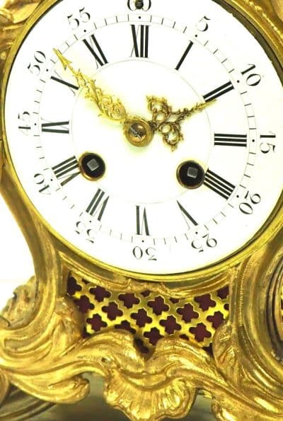 Superb Antique French Ormolu Mantel Candelabra Clock Set Scrolling Decoration French clock Antique Clocks 5