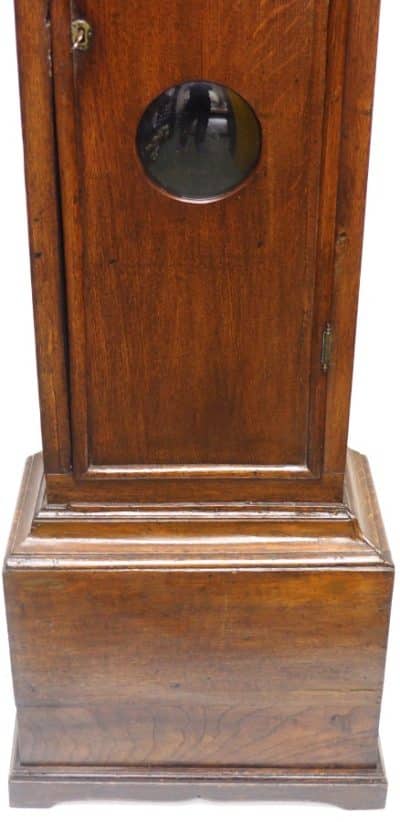 Antique Longcase Clock Fine British Oak Grandfather Clock With Arched Painted Dial - Image 12