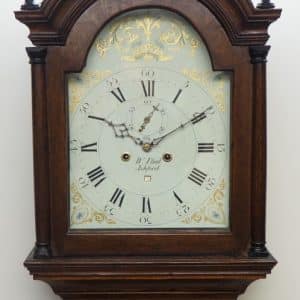 Antique Longcase Clock Fine British Oak Grandfather Clock With Arched Painted Dial Grandfather Clock Antique Clocks