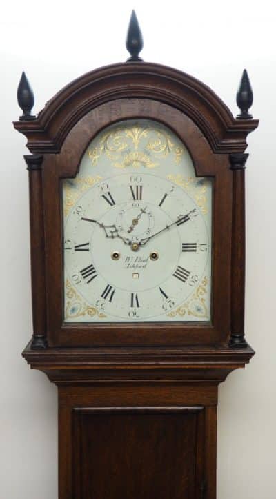Antique Longcase Clock Fine British Oak Grandfather Clock With Arched Painted Dial Grandfather Clock Antique Clocks 3
