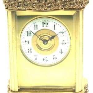 Rare Antique French 8-Day Carriage Clock Serpentine Case Fleur De Lis Decorations carriage clock Antique Clocks