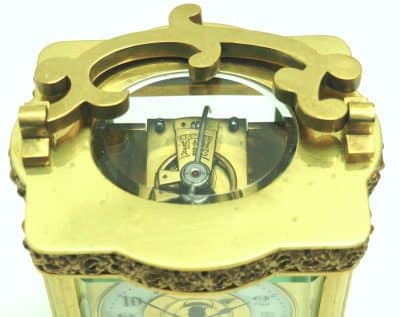Rare Antique French 8-Day Carriage Clock Serpentine Case Fleur De Lis Decorations carriage clock Antique Clocks 8
