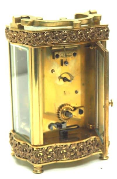 Rare Antique French 8-Day Carriage Clock Serpentine Case Fleur De Lis Decorations carriage clock Antique Clocks 6