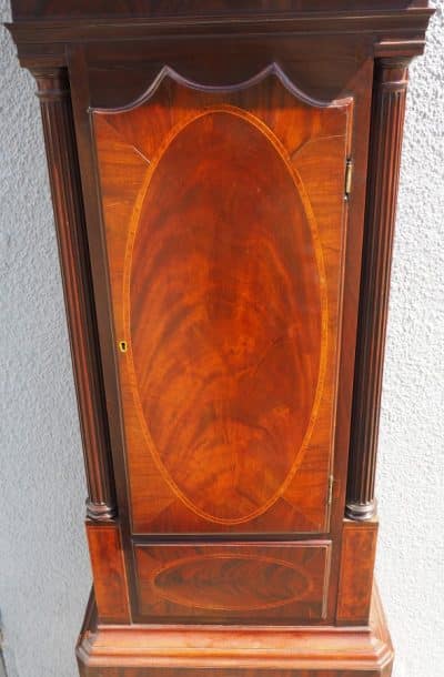 19THC English Longcase Clock in Mahogany Painted Moon Roller Dial 8-Day Signed Sam Collier Eccles - Image 12