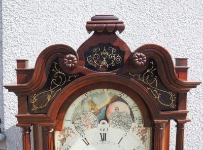 19THC English Longcase Clock in Mahogany Painted Moon Roller Dial 8-Day Signed Sam Collier Eccles - Image 8