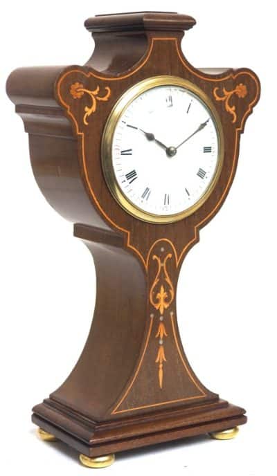 Impressive Solid Mahogany Tulip Cased Timepiece Clock with Satinwood Inlaid - Image 2