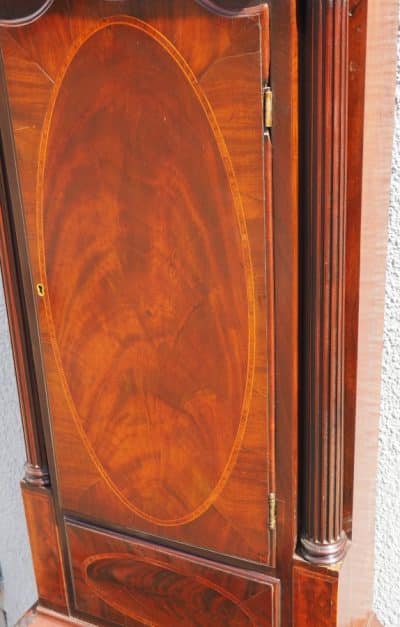 19THC English Longcase Clock in Mahogany Painted Moon Roller Dial 8-Day Signed Sam Collier Eccles - Image 6