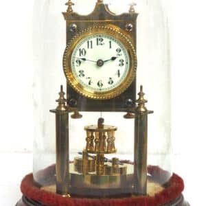 Small Dial 400-Day Torsion Clock German Anniversary Clock Mantel Clock C1900 Seasons Antique Clocks 3