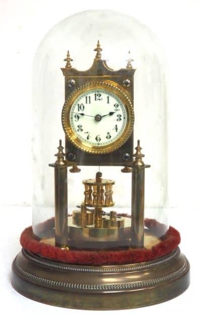 Small Dial 400-Day Torsion Clock German Anniversary Clock Mantel Clock C1900