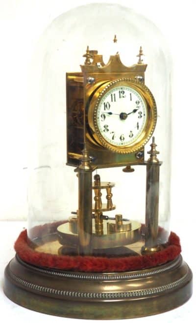 Small Dial 400-Day Torsion Clock German Anniversary Clock Mantel Clock C1900 - Image 9