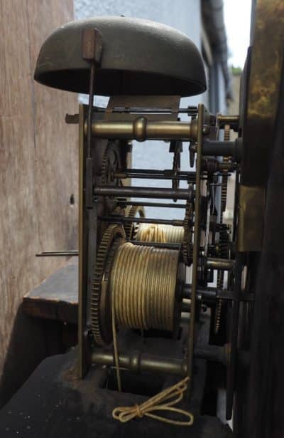 19THC English Longcase Clock in Mahogany Painted Moon Roller Dial 8-Day Signed Sam Collier Eccles - Image 2