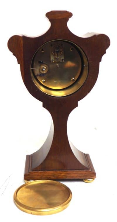 Impressive Solid Mahogany Tulip Cased Timepiece Clock with Satinwood Inlaid - Image 4