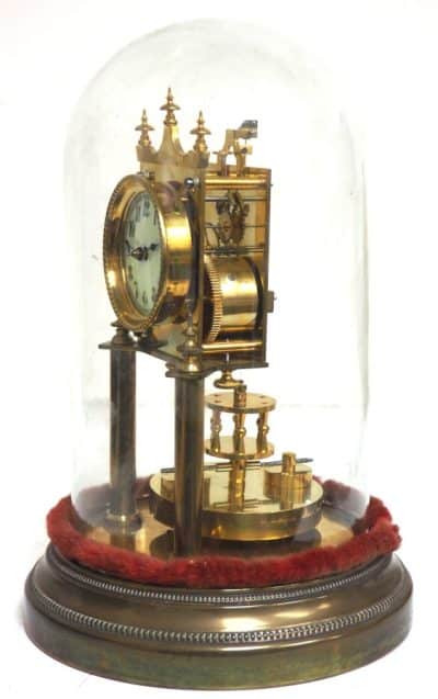 Small Dial 400-Day Torsion Clock German Anniversary Clock Mantel Clock C1900 Seasons Antique Clocks 5