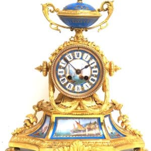 Rare French Ormolu Blue Sevres Mantel Clock Shipping Design Striking 8-Day Mantle Clock Mantle Clock Antique Clocks