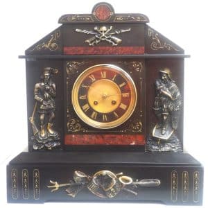 Antique English Slate & Marble 8-Day Mantel Clock C1900 Antique Antique Clocks