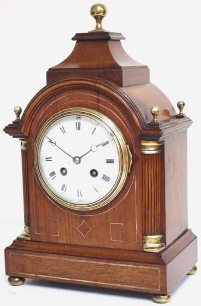 Antique Mahogany Inlaid Mantel Clock – 8 Day miniature Bracket Clock C1870 Late Victorian Antique Clocks 4