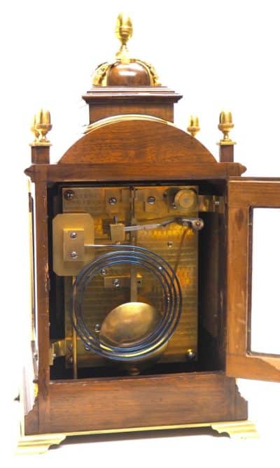 Antique English Walnut 8 Day Twin Fusee Bracket Clock 8-Day Striking Double Fusee Mantel Clock By Roskin Liverpool - Image 7