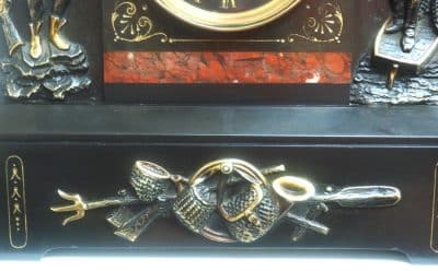 Antique English Slate & Marble 8-Day Mantel Clock C1900 Antique Antique Clocks 9