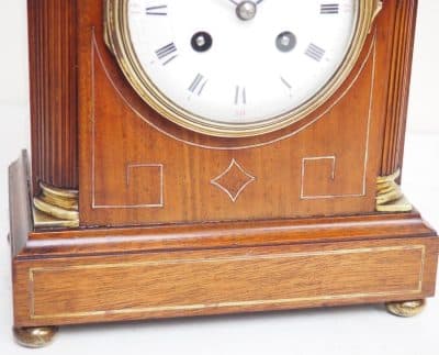 Antique Mahogany Inlaid Mantel Clock – 8 Day miniature Bracket Clock C1870 Late Victorian Antique Clocks 12