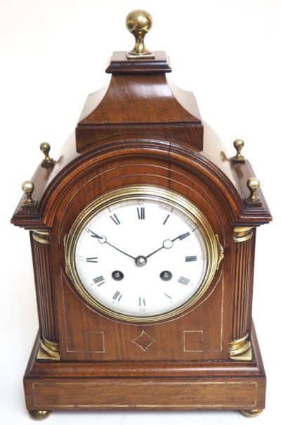 Antique Mahogany Inlaid Mantel Clock – 8 Day miniature Bracket Clock C1870 Late Victorian Antique Clocks 10