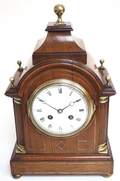 Antique Mahogany Inlaid Mantel Clock - 8 Day miniature Bracket Clock C1870 - Image 8