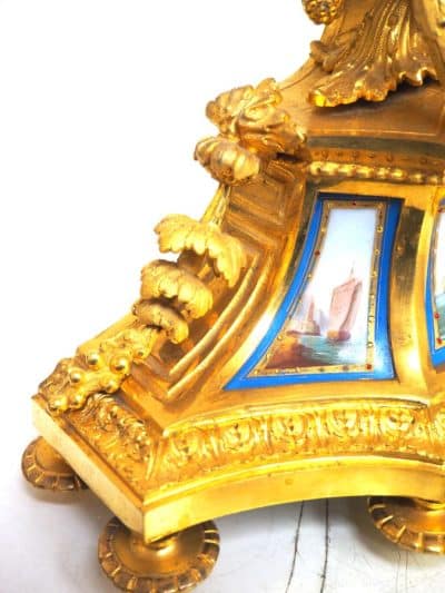 Rare French Ormolu Blue Sevres Mantel Clock Shipping Design Striking 8-Day Mantle Clock - Image 7
