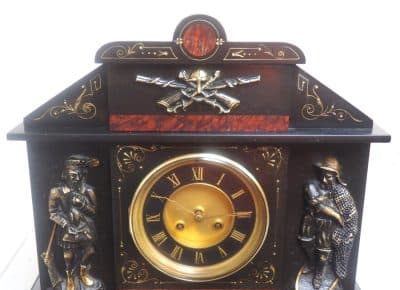 Antique English Slate & Marble 8-Day Mantel Clock C1900 Antique Antique Clocks 7
