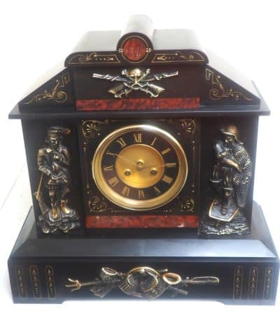 Antique English Slate & Marble 8-Day Mantel Clock C1900 Antique Antique Clocks 6