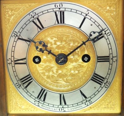 Antique English Walnut 8 Day Twin Fusee Bracket Clock 8-Day Striking Double Fusee Mantel Clock By Roskin Liverpool - Image 3