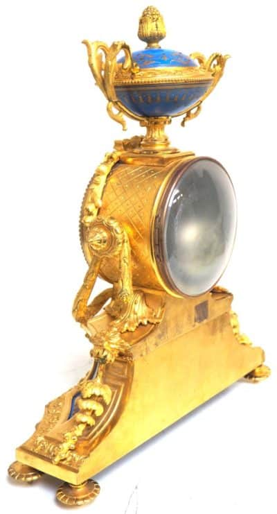 Rare French Ormolu Blue Sevres Mantel Clock Shipping Design Striking 8-Day Mantle Clock - Image 4