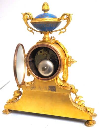 Rare French Ormolu Blue Sevres Mantel Clock Shipping Design Striking 8-Day Mantle Clock Mantle Clock Antique Clocks 5