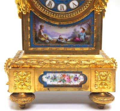 8-Day Striking Blue Sevres Ormolu Mantle Clock