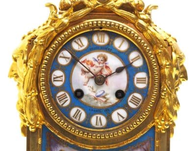 8-Day Striking Blue Sevres Ormolu Mantle Clock