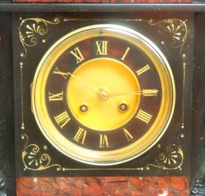 Antique English Slate & Marble 8-Day Mantel Clock C1900 Antique Antique Clocks 5
